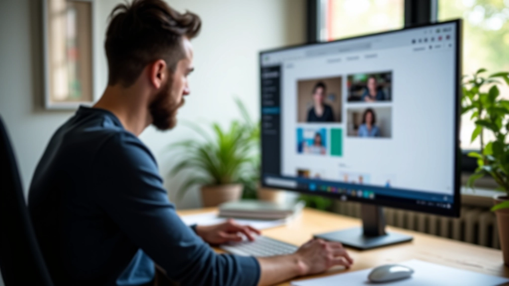 Desktop scherm met grid layout, kolommen en rijen netjes ingedeeld, paarse accentkleur