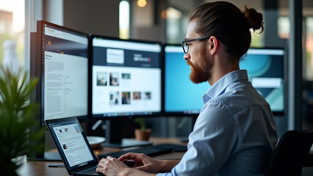 Responsive webdesign werkplek met meerdere schermen en apparaten