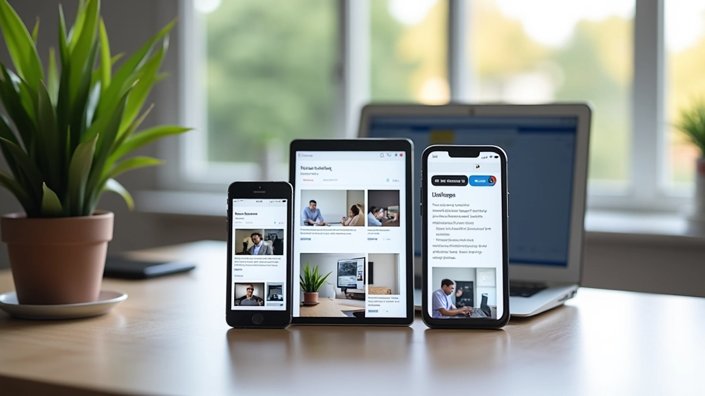 Responsive design preview op drie apparaten, mobiel tablet en desktop, naast elkaar